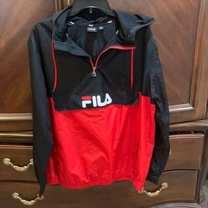 Fila half zip pullover rain jacket lightweight adult size L with hood